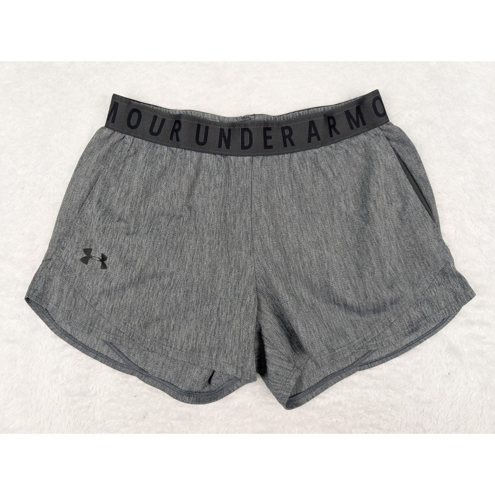 Under Armour Shorts Women's Size XS Heatgear Gray Loose‎ Fit Spell Out Logo